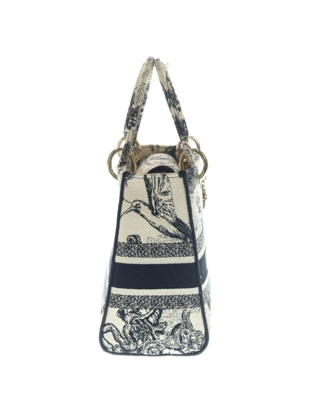 ★SOLD★ Dior Lady D-lite D Light Canvas 2-Way Bag Gold Ivory Black - Picture 3 of 6